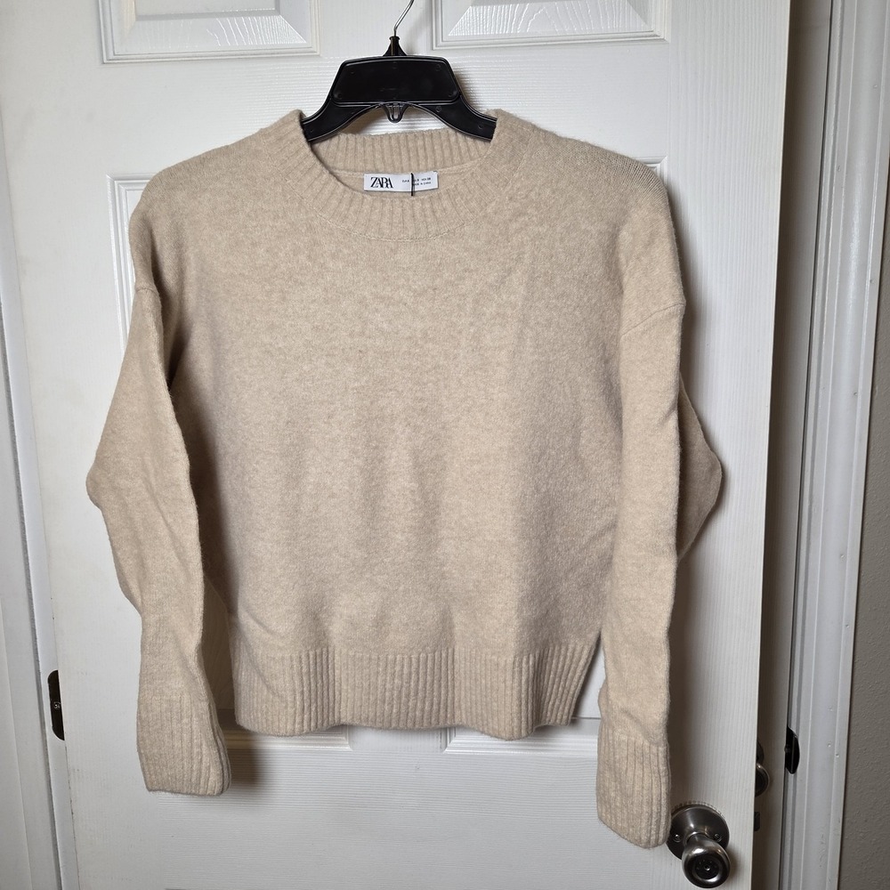 Zara sz S pullover crewneck‎ sweater NWT wool blend boxy drop shoulder casual
